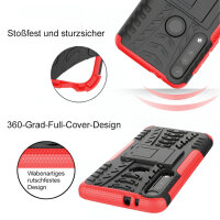 Handy Tasche Lenovo Motorola Panzer Hülle Hybrid Case Cover Schutzhülle Bumper Motorola Moto G8 Play Rot