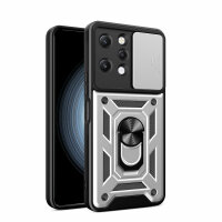 Outdoor Panzer Hülle Xiaomi Redmi 12 Handyhülle mit Kameraschutz Ringhalter Case Silber