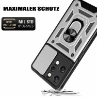 Outdoor Panzer Hülle Xiaomi Redmi 12 Handyhülle mit Kameraschutz Ringhalter Case Silber