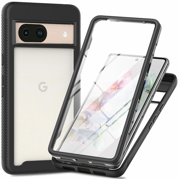 Google Pixel 8A Hülle Handyhülle 360° Grad Case Cover 2-teilig mit Folie