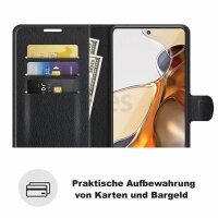 Xiaomi, Handy Tasche Handyhülle Schutzhülle Hülle Flipcase Klapphülle Etui Case Xiaomi 11T / 11T Pro 5G Schwarz