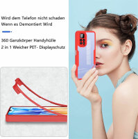 360°Grad Hülle Xiaomi Redmi Note 12 / Poco X5 5G Handyhülle mit Displayschutz Rot
