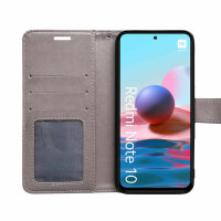 Schutz Hülle Xiaomi Redmi Note 10 Handy Tasche Flip Case Etui Schale TPU Wallet Grau