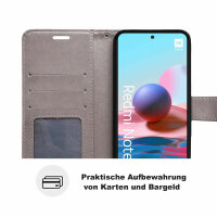Schutz Hülle Xiaomi Redmi Note 10 Handy Tasche Flip Case Etui Schale TPU Wallet Grau