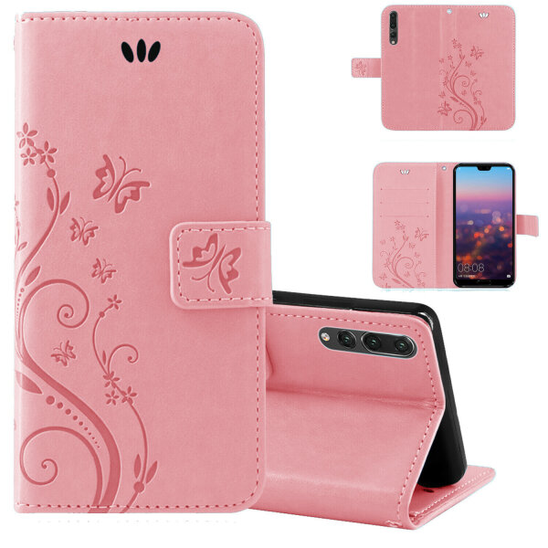 Huawei P20 Pro Handy Tasche Handyhülle Wallet Schutz Hülle Blumen Flip Cover