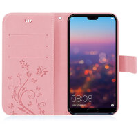 Huawei P20 Pro Handy Tasche Handyhülle Wallet Schutz Hülle Blumen Flip Cover