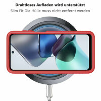 Motorola Moto G13 / G23 Handyhülle 2-teilig 360° Grad Hülle mit Displayschutz Rot