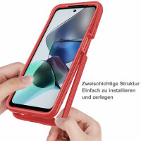 Motorola Moto G13 / G23 Handyhülle 2-teilig 360° Grad Hülle mit Displayschutz Rot