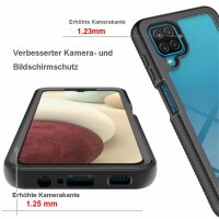 Panzer Hülle Handy Tasche 360 Grad TPU vollschutz mit Integriertem Displayschutz Samsung Galaxy A12 / M12