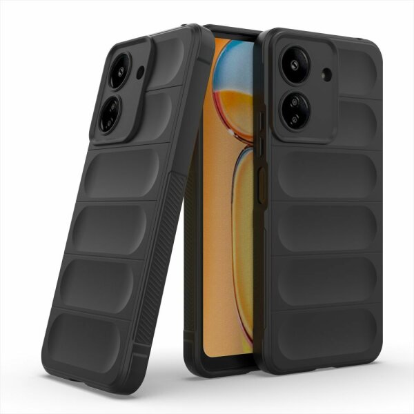 Hülle für Xiaomi Handyhülle Outdoor Case Handy Tasche Silikon Back Cover Bumper Schwarz Redmi 13C / Poco C65