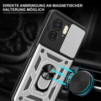 Outdoor Panzer Hülle Motorola Edge 40 Handyhülle mit Kameraschutz Ringhalter Silber