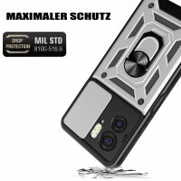 Outdoor Panzer Hülle Motorola Edge 40 Handyhülle mit Kameraschutz Ringhalter Silber