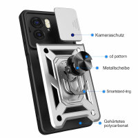 Outdoor Panzer Hülle Motorola Edge 40 Handyhülle mit Kameraschutz Ringhalter Silber
