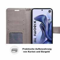 Handy Tasche Xiaomi 11T / 11T Pro Schutzhülle Book Case Flip Cover Etui Hülle BF Grau