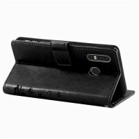 Huawei Handy Tasche Handyhülle Schutz Hülle Blumen Flip Cover Buch Case Etui Huawei P30 Lite Schwarz