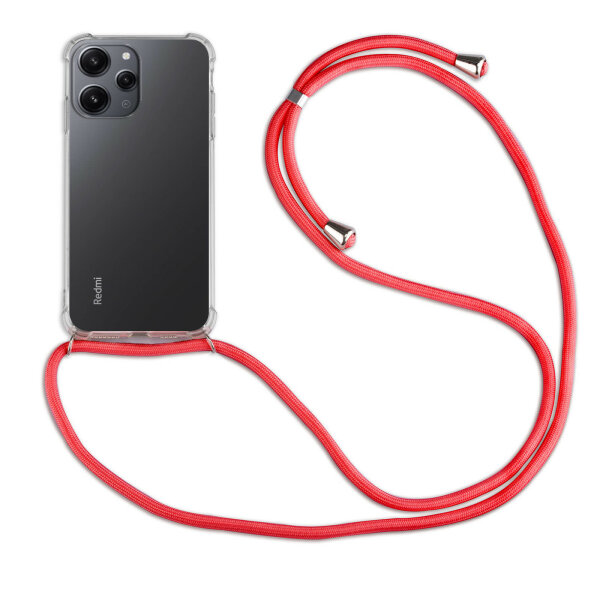 Handykette für Xiaomi Redmi 12 Handyhülle mit Band Case Hülle mit Kordel Hand Rot