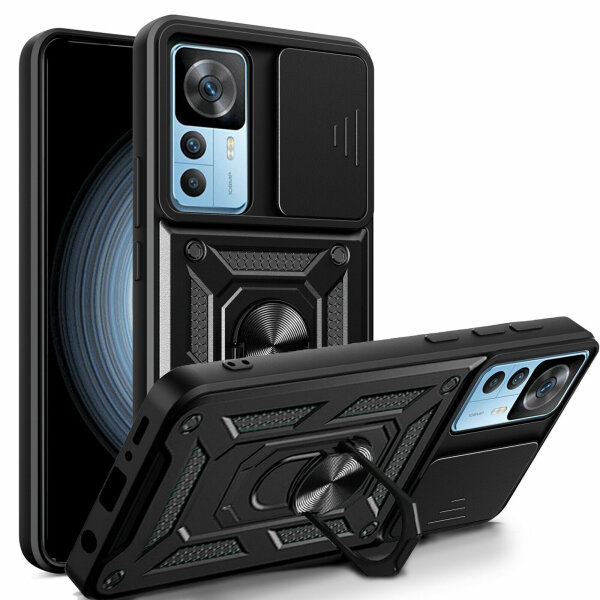 Outdoor Panzer Hülle für Xiaomi 12T / 12T Pro mit Kameraschutz Ringhalter Schwarz
