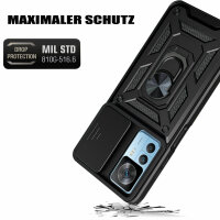 Outdoor Panzer Hülle für Xiaomi 12T / 12T Pro mit Kameraschutz Ringhalter Schwarz