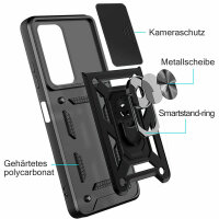 Outdoor Panzer Hülle für Xiaomi 12T / 12T Pro mit Kameraschutz Ringhalter Schwarz
