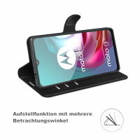 Schutz Hülle Motorola Moto G10 G20 G30 Handy Tasche Wallet Case Handyhülle Etui PU Leder Schwarz