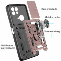 Outdoor Panzer Hülle für Xiaomi Redmi 10C mit Kameraschutz Ringhalter Handyhülle Rosegold