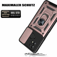 Outdoor Panzer Hülle für Xiaomi Redmi 10C mit Kameraschutz Ringhalter Handyhülle Rosegold