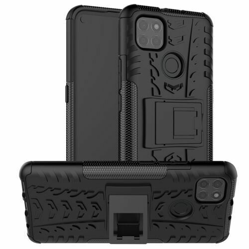 Handy Tasche Lenovo Motorola Panzer Hülle Hybrid Case Cover Schutzhülle Bumper Motorola Moto G9 Power Schwarz