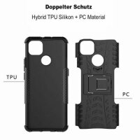 Handy Tasche Lenovo Motorola Panzer Hülle Hybrid Case Cover Schutzhülle Bumper Motorola Moto G9 Power Schwarz