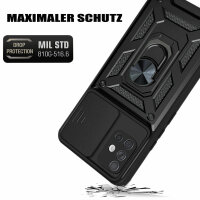 Outdoor Panzer Hülle für Samsung Galaxy A51 mit Kameraschutz Ringhalter  Schwarz