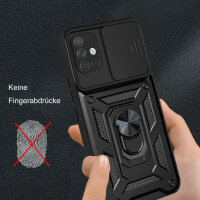 Outdoor Panzer Hülle für Samsung Galaxy A51 mit Kameraschutz Ringhalter  Schwarz