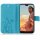 Huawei Handy Tasche Handyhülle Schutz Hülle Blumen Flip Cover Buch Case Etui Huawei P20 Blau