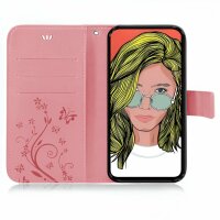 Huawei Handy Tasche Handyhülle Schutz Hülle Blumen Flip Cover Buch Case Etui Huawei P Smart Z Rosa