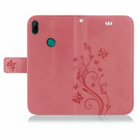 Huawei Handy Tasche Handyhülle Schutz Hülle Blumen Flip Cover Buch Case Etui Huawei P Smart Z Rosa