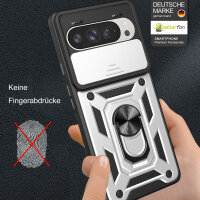 Outdoor Panzer Hülle für Google Pixel 9 / 9 Pro Handyhülle mit Kameraschutz Case Silber