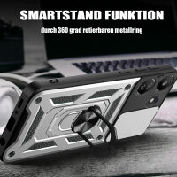 Outdoor Panzer Hülle Xiaomi Redmi 13C / Poco C65 Handyhülle Kameraschutz Ringhal Silber