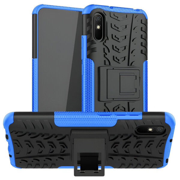 Schutz Hülle Xiaomi Handy Tasche Case Cover Silikon Schale Outdoor Handyhülle BF Xiaomi Redmi 9A Blau