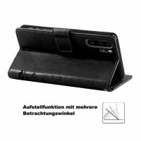 Huawei Handy Tasche Handyhülle Schutz Hülle Blumen Flip Cover Buch Case Etui Huawei P30 Pro Schwarz