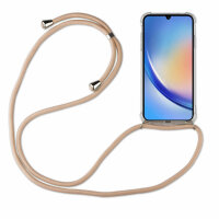 Handykette für Samsung Galaxy A34 5G Handyhülle mit Band Case Hülle mit Kordel Beige / Braun