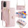 Handykette Xiaomi Hülle mit Band Handyhülle Kartenfächer PU Leder Umhängetasche Redmi Note 11 / 11S 4G Rosa