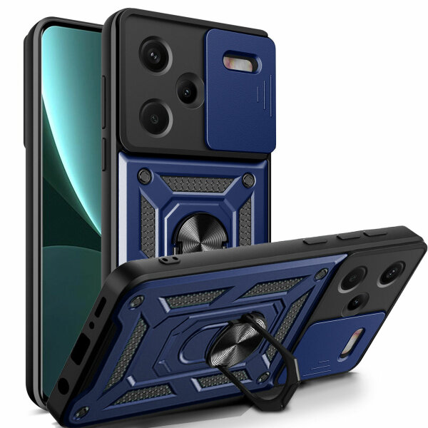 Outdoor Panzer Hülle Xiaomi Redmi Note 13 Pro+ Handyhülle Kameraschutz Ringhalte Blau