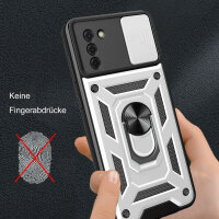 Outdoor Panzer Hülle Nokia G22 Handyhülle mit Slide Kameraschutz Ringhalter Silber