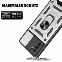Outdoor Panzer Hülle Nokia G22 Handyhülle mit Slide Kameraschutz Ringhalter Silber
