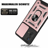 Outdoor Panzer Hülle Motorola Moto G73 5G Handyhülle mit Kameraschutz Ringhalter Rosegold