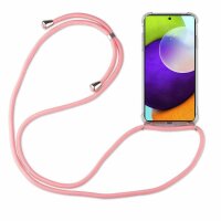Handy Hülle mit Band Schutzhülle Handykette Seil Silikon Handy Tasche mit Schnur Samsung Galaxy A52 5G Rosa