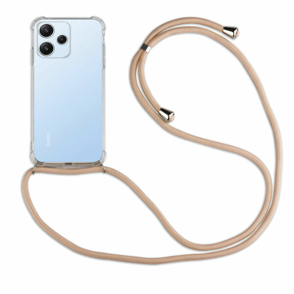 Handykette für Xiaomi Redmi 13 / Poco M6 Handyhülle mit Band Hülle mit Kordel Beige / Braun