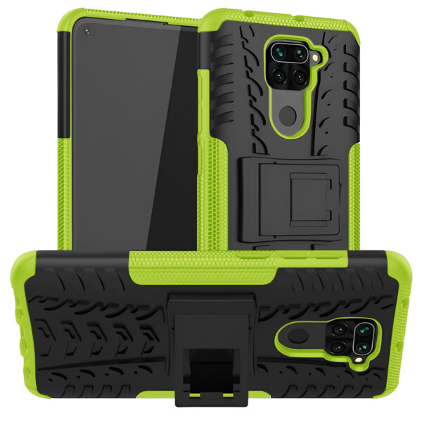 Schutz Hülle Xiaomi Handy Tasche Case Cover Silikon Schale Outdoor Handyhülle BF Xiaomi Redmi Note 9 Grün