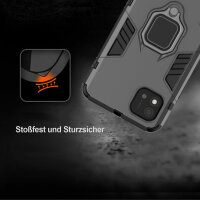 Realme C11 ( 2021 ), Schutz Hülle Handy Tasche Ring Case Silikon Cover Bumper BF Schwarz