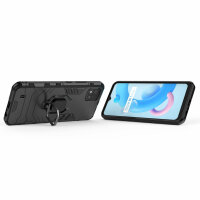 Realme C11 ( 2021 ), Schutz Hülle Handy Tasche Ring Case Silikon Cover Bumper BF Schwarz