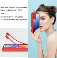 360° Grad Hülle für Oppo A74 4G Handyhülle vollschutz Integriertem Displayschutz Rot