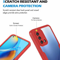 360° Grad Hülle für Oppo A74 4G Handyhülle vollschutz Integriertem Displayschutz Rot